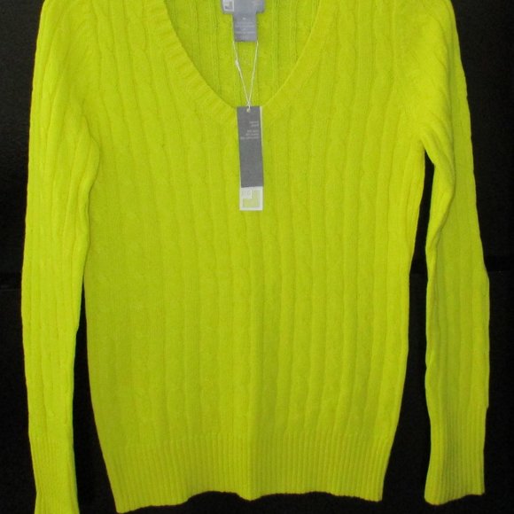 JCP Merino Blend Blazing Yellow V-Neck Sweater - Small - PRICE IS FIRM - Picture 3 of 5